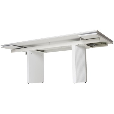 Стол обеденный раздвижной МОЦАРТ 200 стекло Белый мрамор/Белый