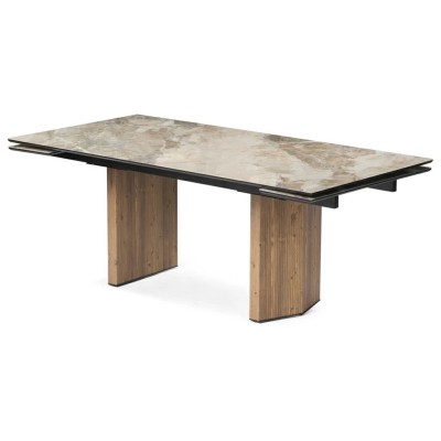 Стол обеденный раздвижной МОЦАРТ 200 стекло Каталония/Дуб монтана