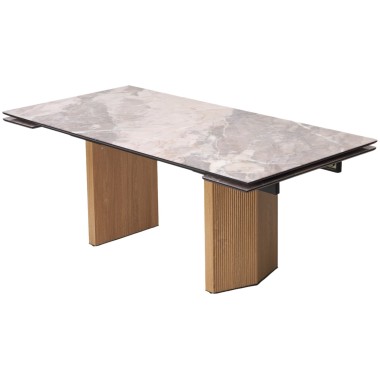 Стол обеденный раздвижной МОЦАРТ 200 стекло Каталония/Дуб монтана