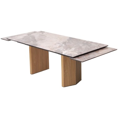 Стол обеденный раздвижной МОЦАРТ 200 стекло Каталония/Дуб монтана