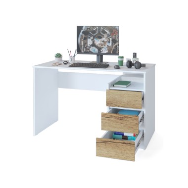 Письменный стол с ящиками СПм-21, Белый / Дуб Делано