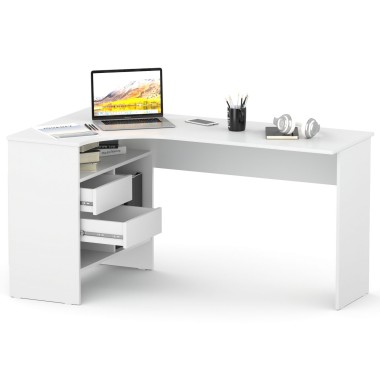 Письменный стол СПм-25 Левый, ЛДСП Белый