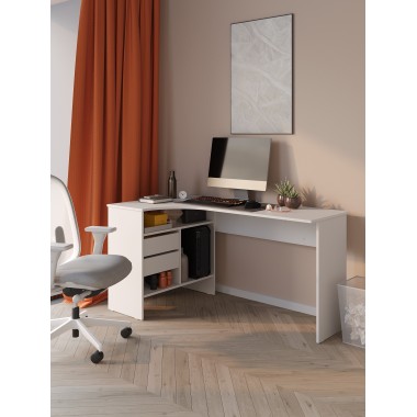 Письменный стол СПм-25 Левый, ЛДСП Белый