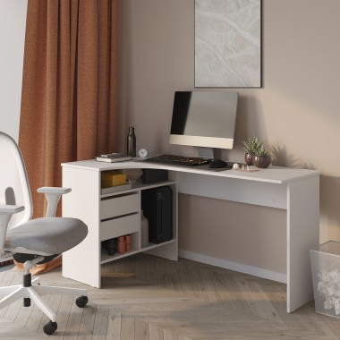 Письменный стол СПм-25 Левый, ЛДСП Белый