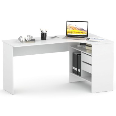 Письменный стол СПм-25 Левый, ЛДСП Белый