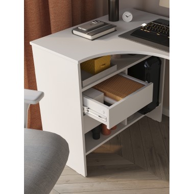 Письменный стол СПм-25 Правый, ЛДСП Белый