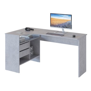 Письменный стол СПм-25 Левый, ЛДСП Бетон