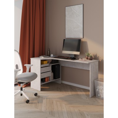 Письменный стол СПм-25 Левый, ЛДСП Бетон