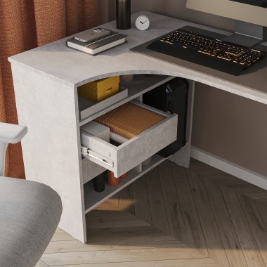 Письменный стол СПм-25 Правый, ЛДСП Бетон