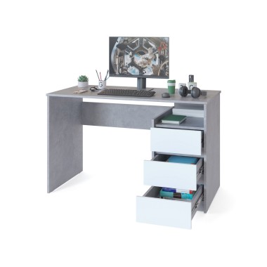 Письменный стол с ящиками СПм-21, Бетон / Белый