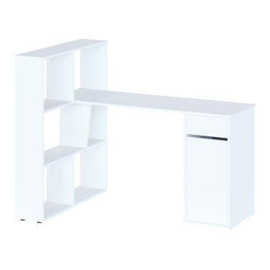 Письменный стол СПм-12, с полками и тумбой, ЛДСП Белый