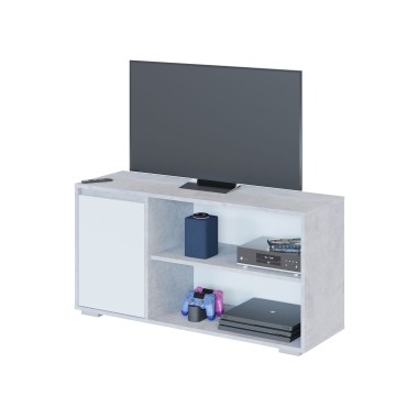 ТВ-тумба Т-2, напольная, ЛДСП Бетон / Белый