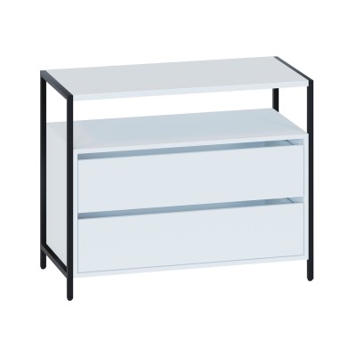 Комод широкий Т-400, металл/ЛДСП Белый