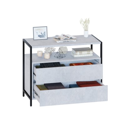 Комод широкий Т-400, металл/ЛДСП Бетон