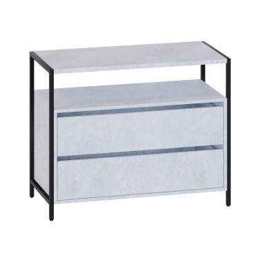 Комод широкий Т-400, металл/ЛДСП Бетон