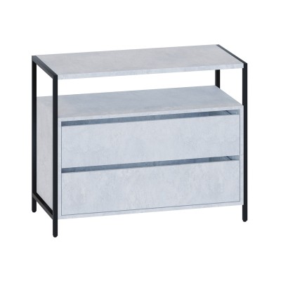 Комод широкий Т-400, металл/ЛДСП Бетон