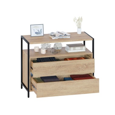 Комод широкий Т-400, металл/ЛДСП Дуб Сонома