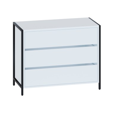 Комод широкий Т-401, металл/ЛДСП Белый