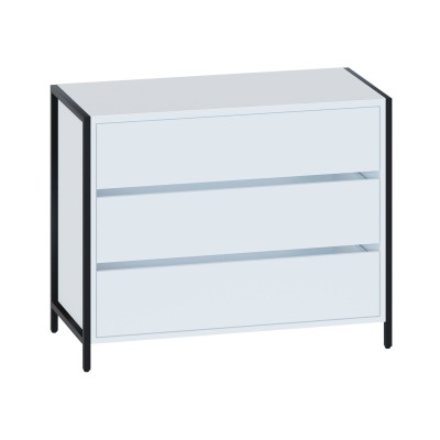 Комод широкий Т-401, металл/ЛДСП Белый