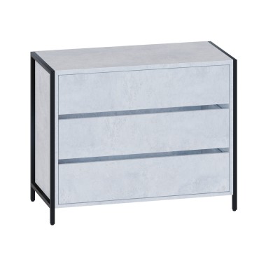 Комод широкий Т-401, металл/ЛДСП Бетон